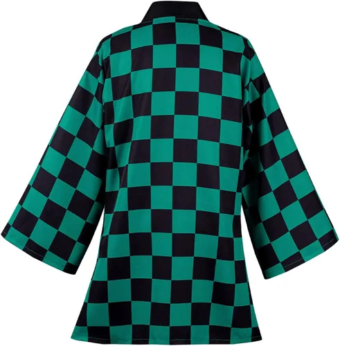 Vista 2 de Kamado Tanjirou Capa Kimetsu no Yaiba Kamado Tanjirou Kimono Bata de Halloween Cosplay