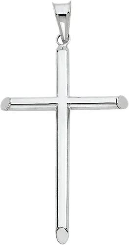 Vista 2 de Ioka Colgante de oro blanco de 14 quilates con dije religioso clásico de cruz con cadena de 0.047in