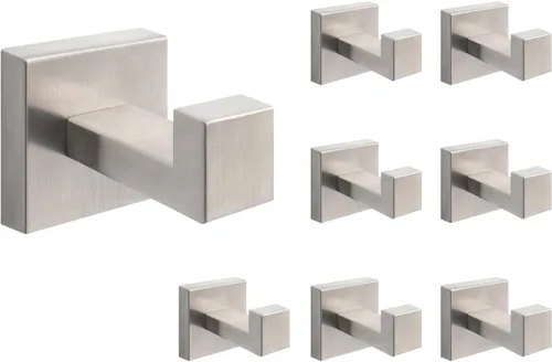 Vista 15 de NearMoon Ganchos cuadrados para toallas de baño -SUS304 de acero inoxidable para colgar batas, ganchos resistentes para baño, sala de estar, hotel