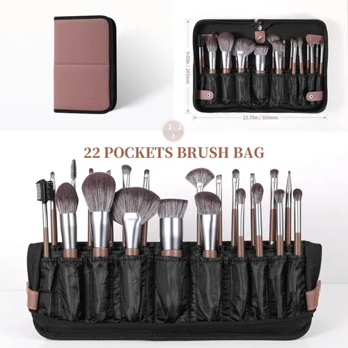 Vista 2 de DUcare Pinceles de maquillaje profesional con bolsa+espejo de tocador plegable con soporte
