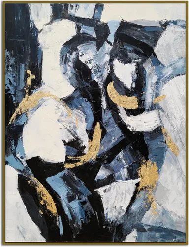 Vista 11 de Yihui Arts Arte abstracto de la pared del lienzo - Arte contemporáneo texturizado pintado a mano para la decoración moderna del hogar