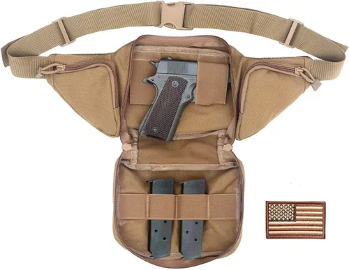 Vista 9 de LIVANS Cangurera de transporte oculto, bolsa táctica para pistola de transporte para hombre, funda de ocultación para armas de 1911 y G 17, 19, 20