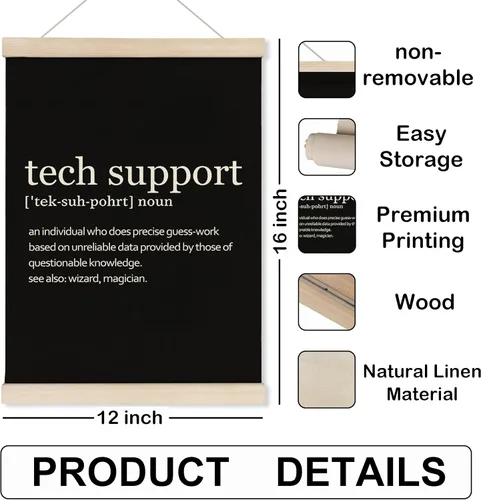 Vista 7 de HRQKO Tech Support Definition - Marco para colgar pósteres, arte de pared moderno y minimalista con marcos de madera, regalos de soporte técnico