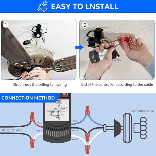 Vista 5 de Kit de control remoto universal para ventilador de techo, repuesto para Harbor Breeze, Hampton Bay, Hunter, receptor FAN28R atenuador de luz