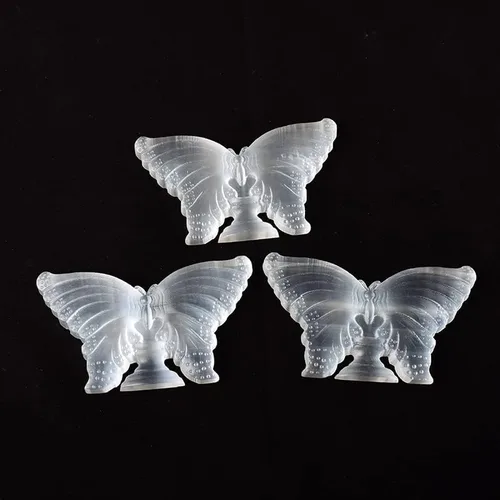 Vista 4 de Wahom Piedra de selenita de cristal natural, mariposa, animal mineral, espécimen de cristal, artesanías, artículos de la suerte, colección Feng