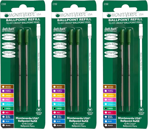 Vista 17 de Monteverde Recambios de bolígrafo suave USA para adaptarse a bolígrafos cruzados, punta media, tinta negra, paquete de 6 – Solución de escritura