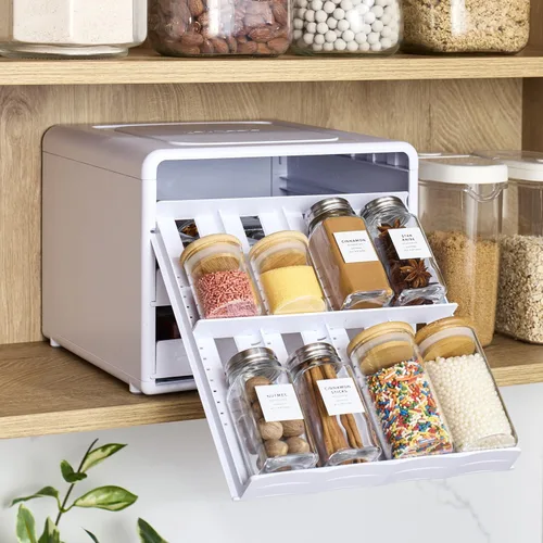 Vista 8 de YouCopia SpiceStack® - Organizador ajustable para especias, 24 botellas de condimentos y especias para armario de cocina y organización de despensa