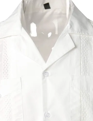 Vista 3 de VATPAVE Camisas de guayabera cubana con botones de manga corta para hombre