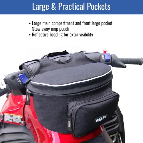 Vista 3 de GEARS Bolsa grande para manillar para motos de nieve, trineo, cuatrimoto, bolsa de almacenamiento para transporte diario, soporte resistente al agua