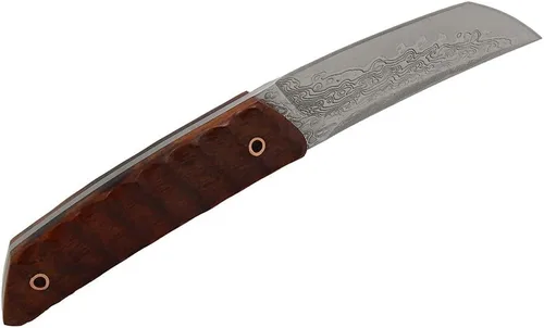 Vista 9 de MASALONG VG10 Damasco Short tanto cuchillo kni198 Hoja fija de espiga completa (mango negro)