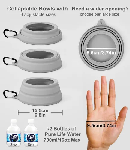 Vista 4 de OHMO Tazón de Agua para Perros Colapsable a Prueba de Derrames 24oz para Autos, Tazones Portátiles sin Salpicaduras para Viajes de Perros