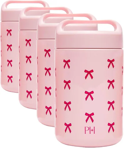 Vista 14 de Paris Hilton Tarro de alimentos de acero inoxidable, recipiente de almacenamiento de alimentos aislado al vacío de doble pared con tapa de asa