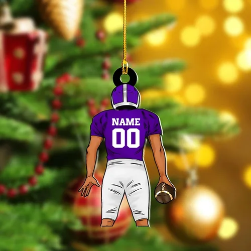 Vista 2 de Adornos de fútbol de Navidad personalizados, adornos de fútbol 2025 para árbol de Navidad, decoraciones navideñas acrílicas, adorno de jugador