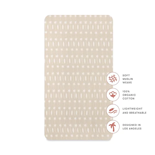 Vista 6 de Babyletto Sábanas para cuna 100% algodón orgánico, con certificado GOTS, ajustadas 360°, muselina ultra suave y transpirable - Beach Bum
