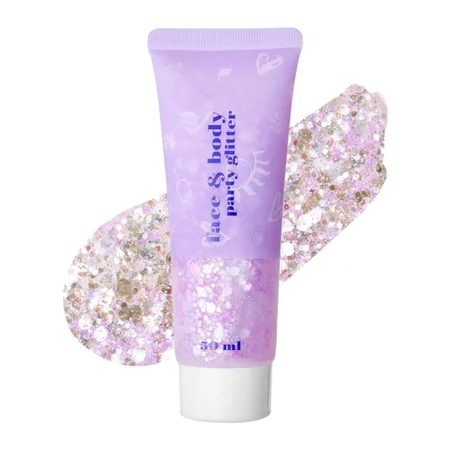Vista 27 de DAGEDA Gel de purpurina corporal, lentejuelas de gel corporal con purpurina para la cara, sombra de ojos líquida, purpurina gruesa para cara, Negro