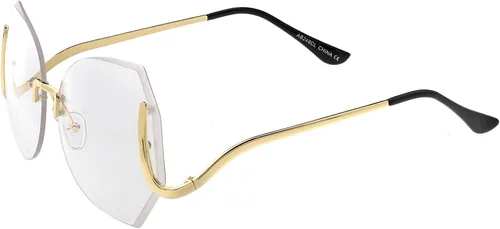 Vista 3 de zeroUVOversize Beveled mariposa Rimless curvo Brazo de metal redondo Lentes 60mm