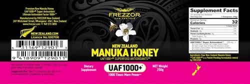 Vista 2 de FREZZOR Miel de Manuka cruda prémium de Nueva Zelanda con UAF1000+ Perfect Daily Wellness Ritual, Superfood, 4 frascos (8.8 oz/250 g por frasco)