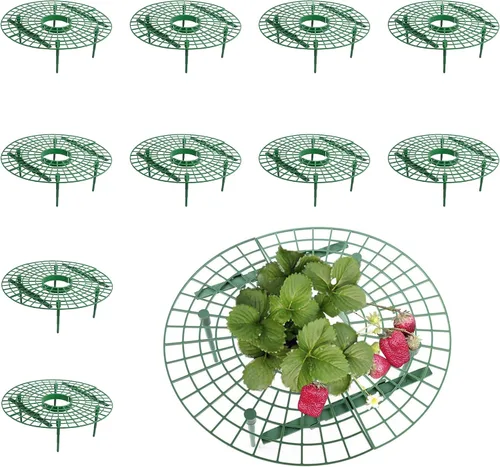 Vista 8 de SooGree Paquete de 5 soportes de fresa, soportes de fresa para jardín, jaula de plantas de frutas, bandeja de plástico para mantener las fresas