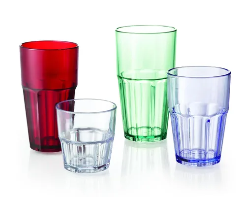Vista 5 de G.E.T. 9909-1-R-EC - Vaso de plástico facetado inastillable, resistente, 9 onzas, color rojo (juego de 4)