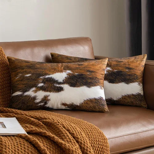 Vista 14 de Juego de 2 fundas de almohada de lujo de piel sintética para sofá, decorativas, suaves, esponjosas, para sala de estar, dormitorio, automóvil