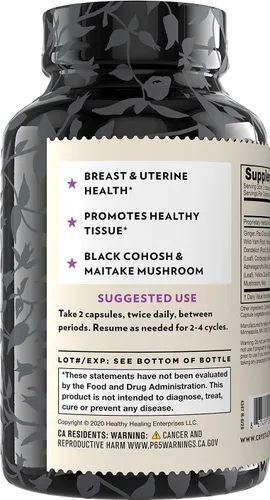 Vista 2 de Crystal Star Fibro Defense, 150 cápsulas – 17 mezclas de hierbas enteras – Cápsulas de suplemento de hierbas naturales para mujeres – Vegetariano