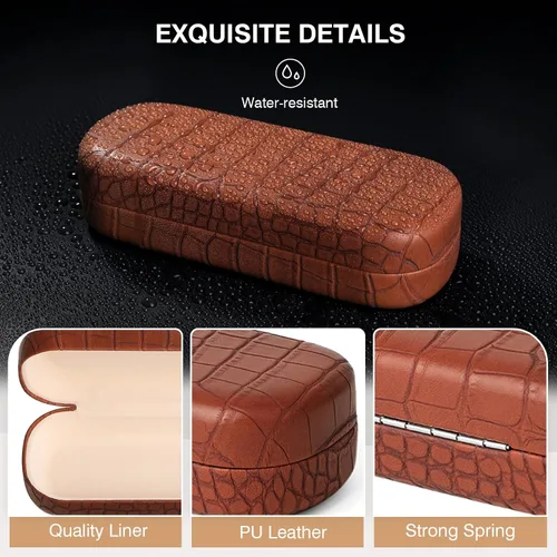 Vista 6 de Marvolia Estuche para gafas de sol, funda rígida grande de piel sintética para gafas de sol