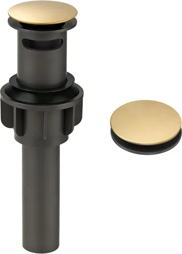 Vista 19 de ARCORA - Drenaje de lavabo con desbordamiento, tapón de lavabo de baño con varilla de elevación, drenaje mate negro para lavabo de recipiente