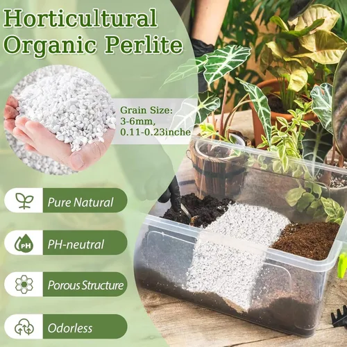 Vista 2 de Riare Perlita orgánica de 2 cuartos de galón para plantas, enmienda de suelo de perlita hortícola para plantas, mezcla de macetas, acondicionador