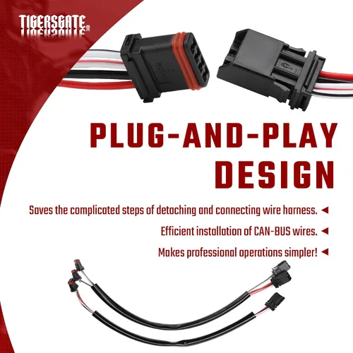Vista 3 de Arnés de extensión de cableado de manubrio de 8 pulgadas con cable de circuito CAN para Harley Softails, Dynas, Touring y Sportsters