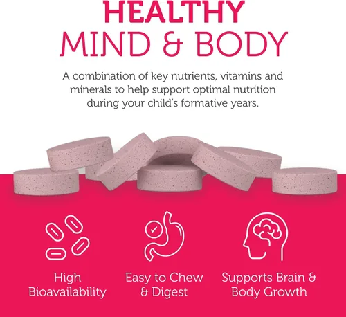 Vista 5 de Zahler, Junior Multi, Suplemento mineral y multivitamínico óptimo para niños, las más deliciosas tabletas masticables sabor cereza, color y sabor