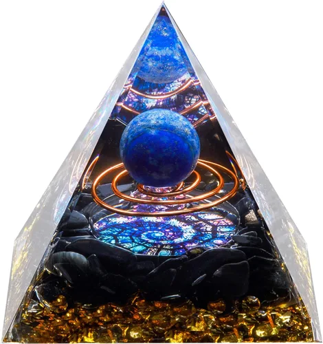 Vista 12 de Pirámide de cristales de orgón, (esmalte azul)