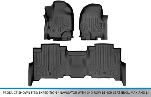 Vista 5 de SMARTLINER Juego de alfombrillas de 2 filas compatibles con Expedition/Navigator 2018-2022 con Ford Expedition 2018-2025