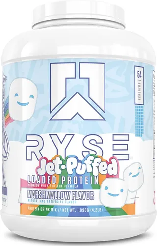 Vista 9 de RYSE Proteína en Polvo Cargada - Jet-Puffed Pastel de Cumpleaños - 25g Aislado y Concentrado de Proteína de Suero con Fibra Prebiótica y MCTs - Bajo