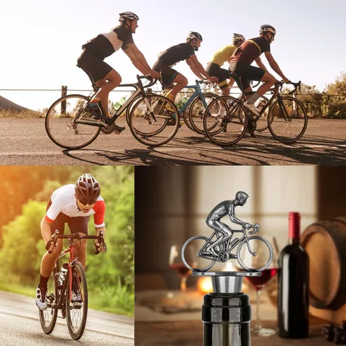 Vista 6 de LKKCHER Tapón de vino de ciclismo, regalos de vino para bicicleta, regalos del día del padre, regalos de Navidad, regalos de cumpleaños para hombres