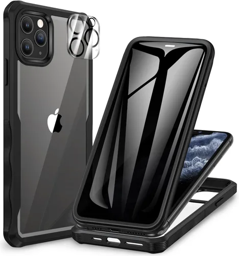 Vista 56 de CENHUFO Funda de privacidad para iPhone 11 Pro, funda de cuerpo completo con protector de pantalla de privacidad de vidrio templado 9H integrado