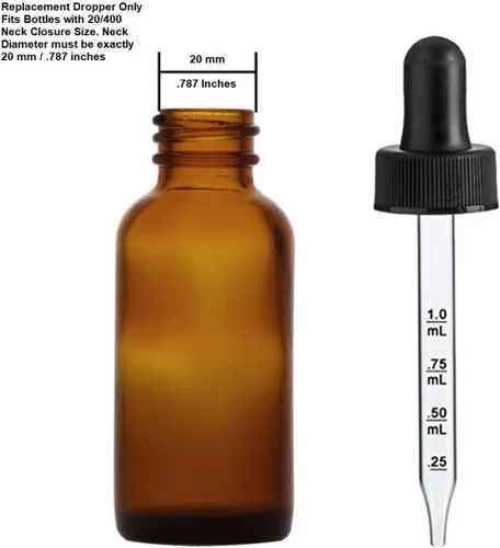 Vista 3 de Tapas de cristal calibrado para goteros de ojos para botella de 1 onza/1.0 fl oz para acabado de cuello de 20-400 (paquete de 6)