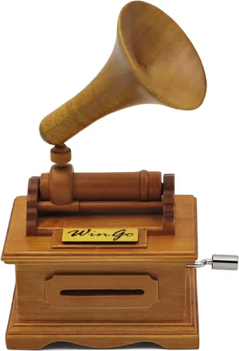 Vista 2 de Caja de música Gramófono de madera Haz tu propia canción con regalo Wingo