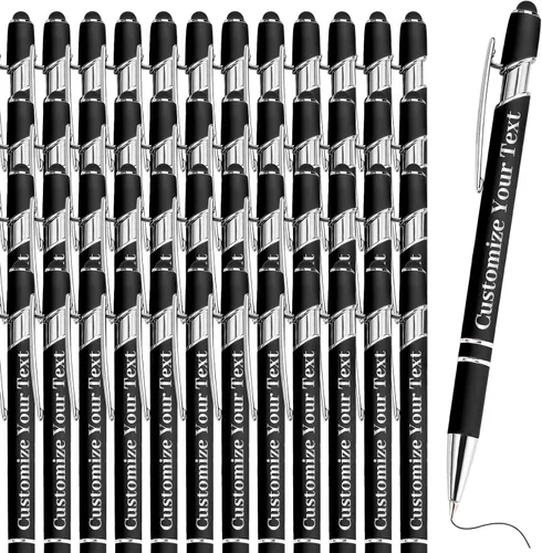Vista 11 de Hasta 500 bolígrafos personalizados a granel con lápiz capacitivo, grabado, juego de bolígrafos con tu nombre, texto para mujeres de negocios