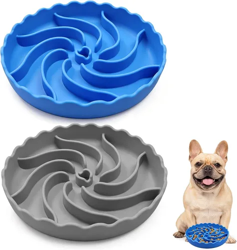 Vista 11 de SCHITEC Slow Feeder Dog Bowl, Puzzle Silicone Bowl for Small Medium Breeds Pink