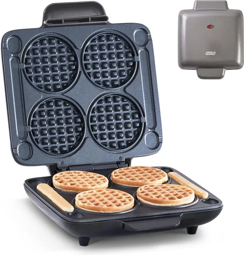 Vista 13 de Dash Multi Mini Waffle Maker, hace 4 gofres a la vez, aguamarina Small Waffle Iron for Families, Kids Breakfast Sandwiches, Waffle Sticks