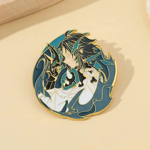 Vista 7 de Broche de pines esmaltados de la serie de juegos, colección de pines de solapa de metal para cosplay, anime Genshin Merch Keqing Xiao exquisitos