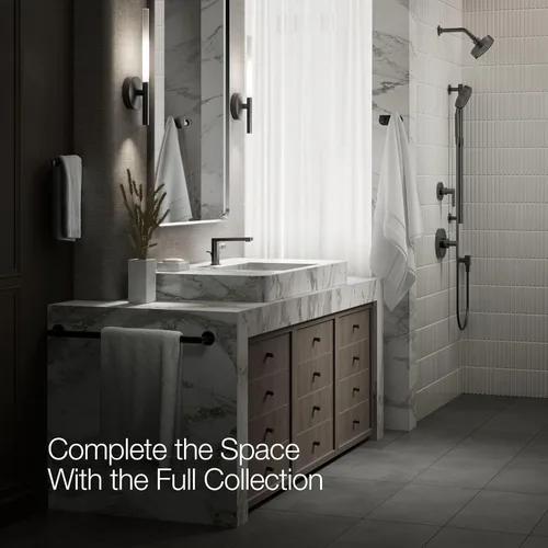 Vista 10 de Kohler 73050-7-BL Composed Grifo de lavabo de baño con mango cilíndrico, 1.2 gpm, negro mate
