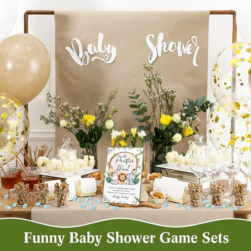 Vista 7 de Roowest Juego de 51 piezas de Chupete Hunt BabyShower, incluye letrero de caza de madera y 50 mini chupetes de plástico acrílico para baby shower