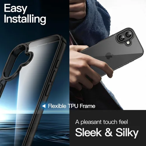Vista 6 de JETech - Funda para iPhone 17 de 16 cm, cubierta a prueba de golpes, con parte trasera transparente antiarañazos, no se amarilla (negro)