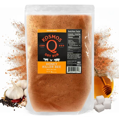 Vista 17 de Kosmos Q Funda de vaca Hot BBQ Rub, regalo del día del padre, condimento picante de bistec y pechuga con chile, ajo, cebolla, pimentón y humo