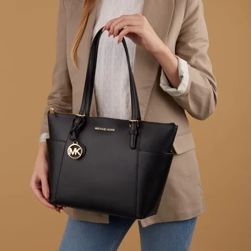 Vista 2 de Michael Kors Jet Set - Bolso de cuero para mujer, color negro, talla L, Negro