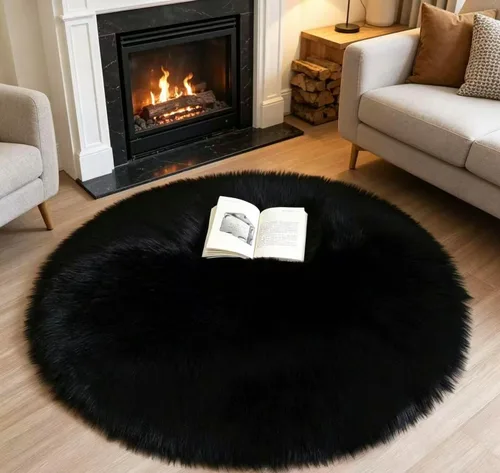 Vista 54 de Alfombra de piel sintética de 2 x 6 pies, color beige, lavable a máquina, súper suave, esponjosa, alfombra de piel de oveja mullida para dormitorio
