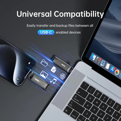 Vista 4 de SSK Unidad Flash USB C de 1TB Máximo hasta 2000mb/s Disco Duro Externo Rápido USB 3.2 Gen 2x2 SSD Externo Portátil Thumb Drive Aleación de Zinc USB