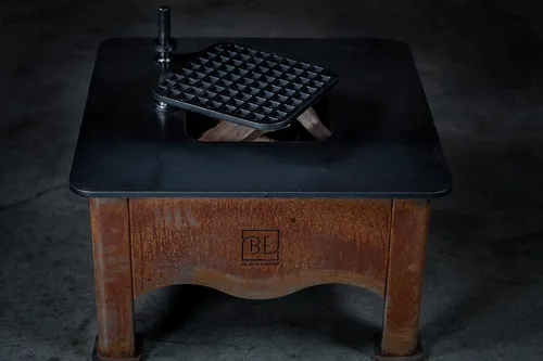 Vista 3 de Black Earth Teppan XL - Parrilla de leña - Rejilla de acero al carbono y superficie plana Teppanyaki - Parrilla de 1200 pulgadas cuadradas +