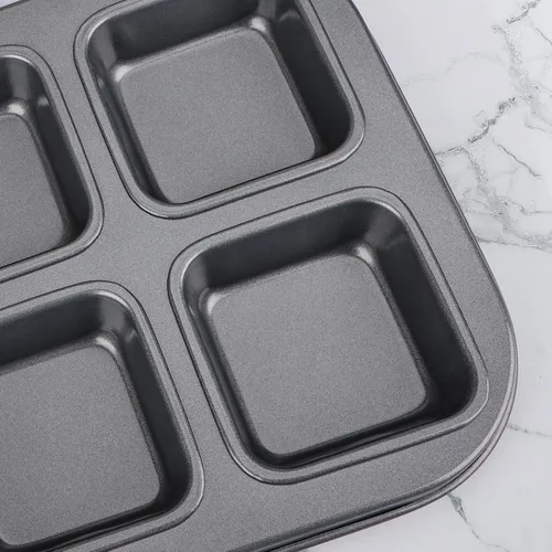 Vista 4 de Beasea Molde Cuadrado para Brownies, Molde Antiadherente de 6 Cavidades para Muffins, Molde para Pastel de Brownies, Juego de Gastronomía para Mini